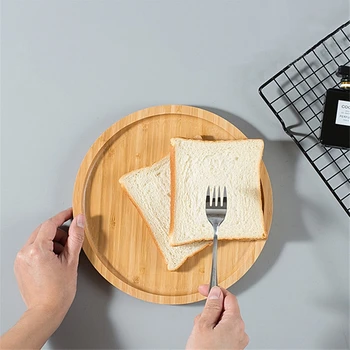 Okroglo Obliko Bambusa Ploščo, Sadni Krožnik Jedi Čaj Pladenj Sladica Večerja Kruh Ploščo Za Shranjevanje Hrane