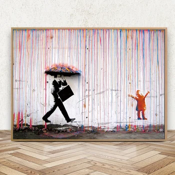 Oljno sliko Otrok v dežju Sodobno Abstraktno slikarstvo, umetnost ročno pobarvane Platna, Slikarstvo, umetnost Edinstven design 2020041701