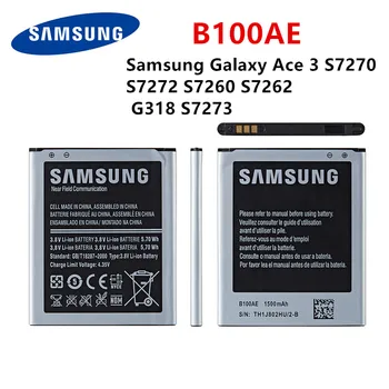 Originalni B100AE 1500mAh baterija Za Samsung Galaxy Ace 3 S7270 S7272 S7260 S7262 G318 S7273 Mobilnega Telefona Baterije