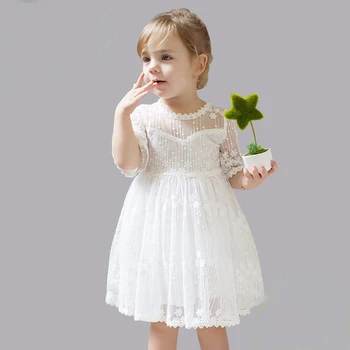 Otroci, Dekleta, Obleko Baby Dekleta Pol Rokav Cvetje Natisnjeni Votlih Torto Obleko Belo Poročno Obleko Dekleta Poletje Princesa Obleko