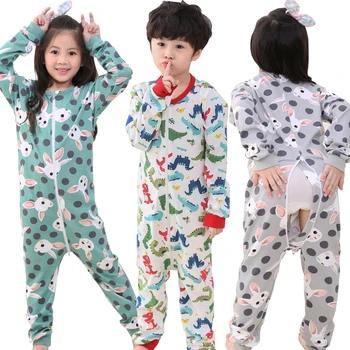 Otroci Pižame Nastavite Pomlad Bombaž Otroci Pižame Fantje Dekleta Sleepwear Dolg Rokav O-Vratu Jumpsuit Jeseni Obleko