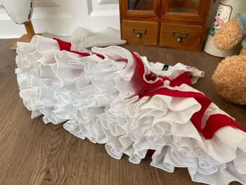 Otroška Božična noč čarovnic krpo Dekle Rdeče Čipke brez Rokavov Letnik španski lolita Princess Obleke Žogo Obleko za Rojstni dan Velikonočni Obleko