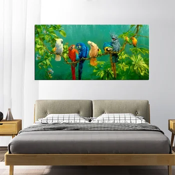 OUCAG Je Papiga, ki Počiva Na Veji Platno Plakat Sodobne Akvarel Tropski Gozd Ptica Steno Umetnosti Slikarstva, Dom Dekoracija
