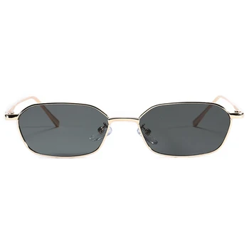 Peekaboo majhnega pravokotne sončna očala za moške, kovinsko zlata uv400 retro sončna očala za ženske 2021 celotno sliko črno rjava