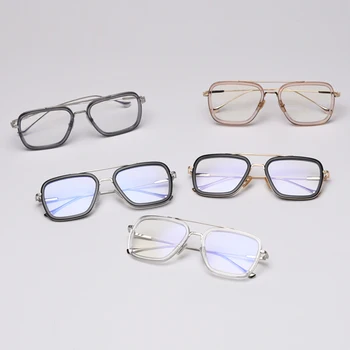Peekaboo pregleden kvadratni okvir očal ženske zlato pol kovinski moška očala optični jasno objektiv visoke kakovosti
