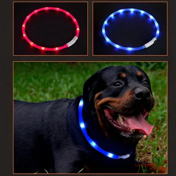 Pes zagotavlja USB Ovratnik za ponovno Polnjenje Varno Opozarjajo LED Pes Ovratnik Nastavljiv Silikonski Ovratnik Razrezan na Velikost V
