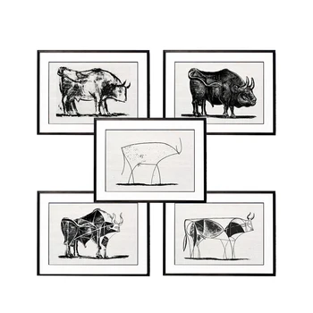 Picasso Bika litografija skica linedrawing repro platno umetniške grafike ali plakat, brez okvirja