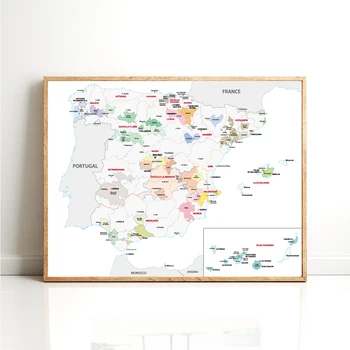 Platno Slikarstvo Bordeaux Zemljevid Tiskanja Modularni Španija Površina Plakat Francoski Vinski Regiji Wall Art Slike Nordijska Doma Dekor Dnevna Soba