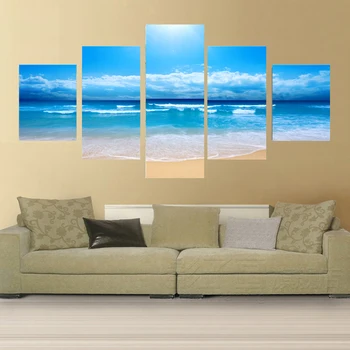 Platno slikarstvo pogled na Morje zemljevid 5 kos art steno Modularni Slike steno za dnevno sobo poceni sodobni dekorativni učinek mase