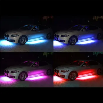 PMFC LED Avto Dnu Luči 4x8 Barv Svetlo Auto Neon Trak Underglow Podvozja Glasbe Aktivno ozvočenje, Neon, Luči Komplet