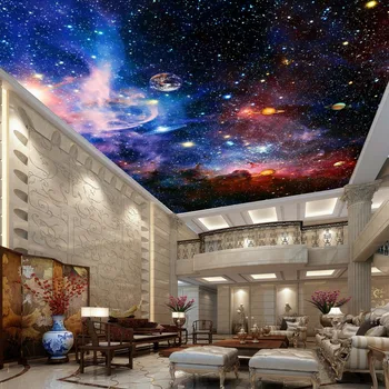 Po meri Foto Ozadje Vesolje Star Nebo Dnevna Soba Stropni Freski Evropski Stil Dekoracijo Doma Wall Art Strop Ozadje 3D