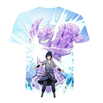 Poletje Nwe Moške In Ženske T-Shirt 3d Tiskanje otroških Risank Anime Naruto Uchiha O-Vratu, Kratka Sleeved Vrh