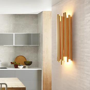Post Sodobno Oblikovanje Zlato Aluminija Tube Obesek Svetlobe Italija Design Delightfull Razsvetljavo Keramiko Vodil Projekt svetlobe