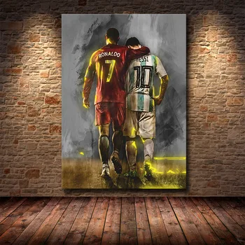 Povzetek Lionel Messi Plakati Nogometni Star Platno Tiskanje Slik Retro Nogomet Šport Wall Art Slik, Dnevna Soba Dekor