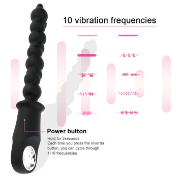 Powrful 10 Hitrost Analni Vibrator Pari Silikonskih Butt Plug Prostate Massager Silikonski Vibrator Analne Kroglice za Odrasle Sex Igrače za Pare