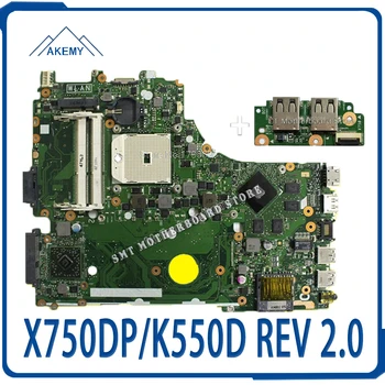 Pošlji penzion+X750DP matično ploščo Za Asus X750DP K550D X550D K550DP X550DP prenosni računalnik z matično ploščo rev2.0 X750DP mainboard original
