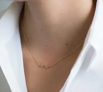 Preprost rainbow vrstici ogrlica Rose zlata, srebrna barva 925 sterling srebrni kovinski visoke kakovosti minimalističen občutljivo nakit