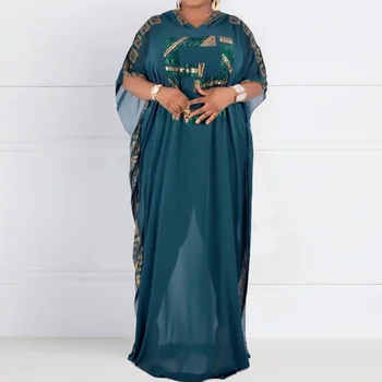 Priložnostne Afriške Ženske Obleke 2020 Poletje Svoboden Batwing Rokav Dolgo Zeleno Maxi Obleke Haljo Femme Vestiods Boho Plažo, Obleke,