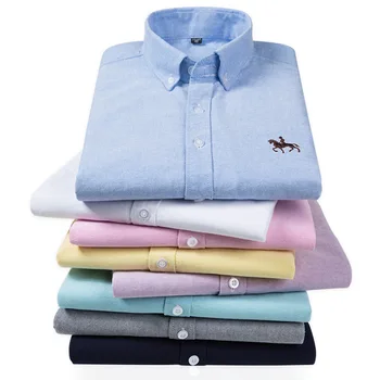 Priložnostne Bombaž Oxford moška Majica Za Moške Oblačila z Dolgimi Rokavi Vezenje Človek Redno Mehko Udobno Moški Bluzo