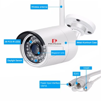 Pripaso Wifi Kamera Zunanja Brezžična Kamera Bullet 1080P Wifi Nadzor Camara Night Vision Nadzor na Daljavo CCTV Kamere