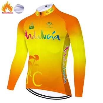 Pro team ANDALUCIA maillot ciclismo hombre ekipe Zimske Termalne toplo Runo kolo jersey dihanje kolesarski dres z dolgimi rokavi