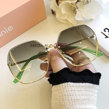 QPeClou 2020 Nove Luksuzne Prevelik Rimess Sončna Očala Ženske Modni Kovinskih Kvadratnih Sončna Očala Ženski Velik Okvir Odtenki Oculos De Sol