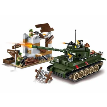 Razsvetli Gradnik Vojaške Boj Zemljišča Sila Tank Counterattacks Wars 4 Številke 380pcs Izobraževalne Igrače Opeke Boy