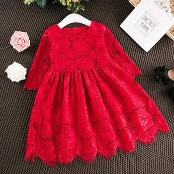 Rdeče Žogo Obleke Formalno Dekleta obleko Jesen Princess Obleka Rose Cvet Dekle Obleko za Poroko, Otroci, Oblačila, 2-6T