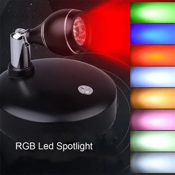 RGB LED Stenska Svetilka Pozornosti Vrtenje Noč Svetloba & Daljinski upravljalnik Baterija Napaja Brezžične Zatemniti, Razsvetljava Omare po Stopnicah