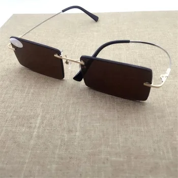 Rimless Stekla, sončna Očala Moških Ovalne sončna Očala za Človeka Prevelik Rjava Letnik Steampunk Retro Očala Proti Oči, Suho