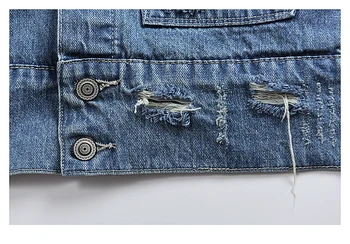 Ripped Luknjo Stiski Traper Suknjič Mens Safari Stil Jeans Jakne Moških Ulične Priložnostne Kavboj Vrhnja Oblačila