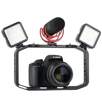 Ročni Video Ploščad za DSLR Kamero Telefona Gopro Navpično Streljanje Telefon Kletko za Canon, Nikon iPhone Xs Max X 8 7 Gopro 5 6 7