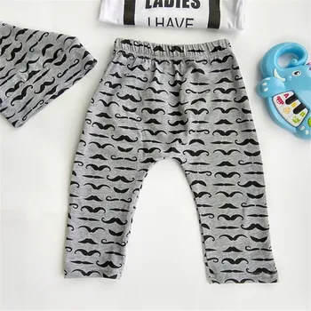 RU Prodaje Novorojenčka Oblačila BabyBoys oblačila, ki 3Pcs Lok Kravato Dojenčka 0-18 Mesecev Brki Tiskanja Ljubek Dolg Rokav Baby Set D35