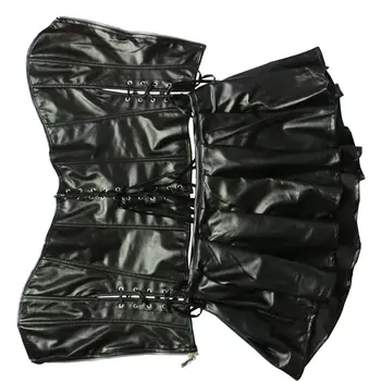 S-6XL Plus Velikost Perilo za Ženske Črna Umetno Usnje Burleske Steampunk Korzet Obleko Gothic PVC Korzet Telovnik Bankrot 829
