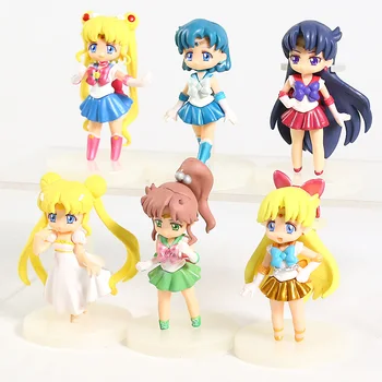 Sailor Moon Kristalno Vedrino Usagi Tsukino Mornar Mars Merkur Jupiter, Venera Mini PVC Številke Igrače 6pcs/set