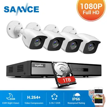 SANNCE 8CH 1080P DVR 1080P CCTV Sistema 4pcs 1080P 2.0 MP Varnostne Kamere IR zunanja IP66 Video Nadzor, komplet za zaznavanje gibanja