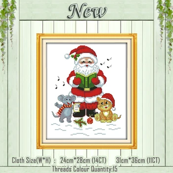 Santa Claus Vesel Božič DIY slikarstvo šteje natisnjena na platno DMC 11CT 14CT kompleti Navzkrižno Šiv vezenje needlework Set