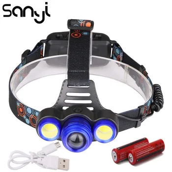 SANYI Super BrightHeadlight Zoomable T6 Glavo Svetilko, Baklo Senzor USB Polnilne Čelo Lučka za Kampiranje Svetlobe Nočni Ribolov
