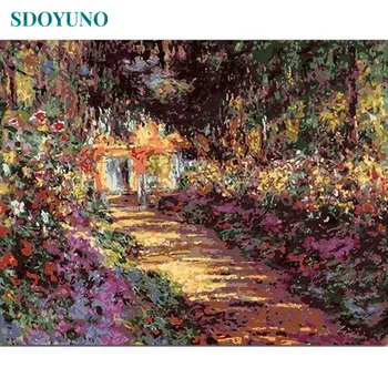 SDOYUNO 60x75cm Barvanje Z Številkami DIY Claude Monet Digitalno Slikarstvo brez okvirjev Risbe s številkami Na Platno Doma Dekor Wall Art