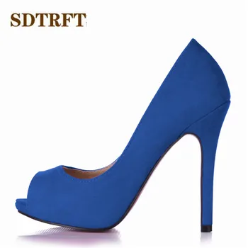 SDTRFT Stilettos zapatos Peep Toe 11 cm Tanke pete ženske Plitvo Usta Jate čevlji ženska Stranka črpalke sapato feminino US10 11 12