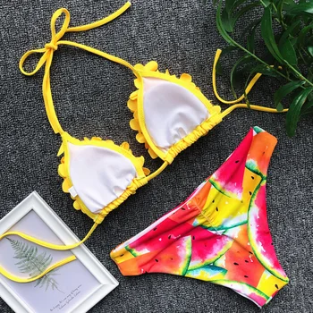 Seksi 3D Cvet Ogrlicom Bikini 2020 Ženske Kopalke Ženske Brazilski Kopalke Dveh kosov Bikini Komplet Povodcem kopalke Plavati Lady