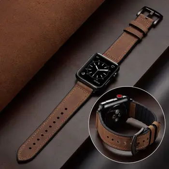 Silikonski+Usnjeni trak za Apple watch band 44 mm 40 mm 42mm 38 mm Pravega Usnja watchband zapestnica iWatch serije 5 4 3 SE 6 band
