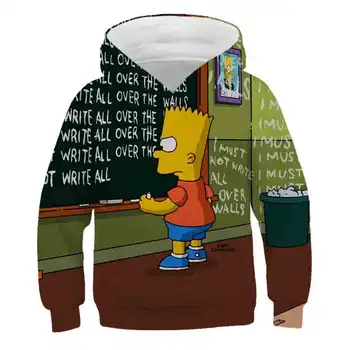 Simpson Fant Dekle Sweatshirts withWinter Poliester Otroci Hooded Dolgimi Rokavi, Unisex Majica Toplo Fant Dekleta Sweatshirts