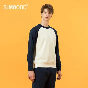 SIMWOOD 2020 Jeseni, Pozimi nove trenirke moški modni kontrast barve jogger hoodies raglan rokavi plus velikost vrhovi SJ120869