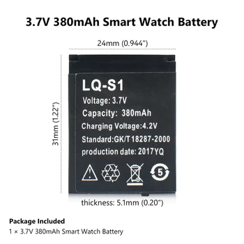 Smartwatch Backup Li-Po Baterija Litij-380mAh 3,7 V Za DZ09 Pametno Gledati Polnilna Litij-ionsko polimer baterijo batteria