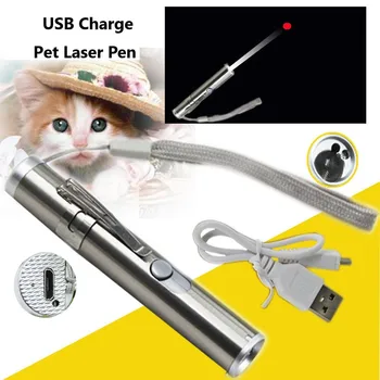 Smešno Hišne LED Laser Pero Mačka Igrača Kazalec Laser Pero 650Nm Mini Svetilka Red Dot Svetlobe Kazala Pet Igrač 3-v-1 USB za Polnjenje