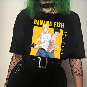 Smešno Japonske Anime Banana Ribe Majica s kratkimi rokavi Moški Manga Unisex Ulične T-shirt Priložnostne Kratkimi Rokavi Tshirt Homme