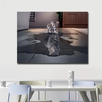 Sodobna Mačka in Tiger Plakatov in Fotografij Wall Art Platno Slikarstvo Nordijska Sliko Dekoracijo Doma za dnevno Sobo Dekorativni