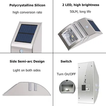 Solarni Senzor LED Lučka za PIR Gibanja Sončne Svetlobe, Vrt, Dvorišče Zunanji Steni Poti Balkon Verandi Varnosti Svetlobe