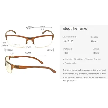 SORBERN Plastična Očala iz Titana TR90 Svetlobni Okvirji Klasičnih Zaviti Športni Slog Očala Moških Navaden Oči, Očala na Recept Objektiv